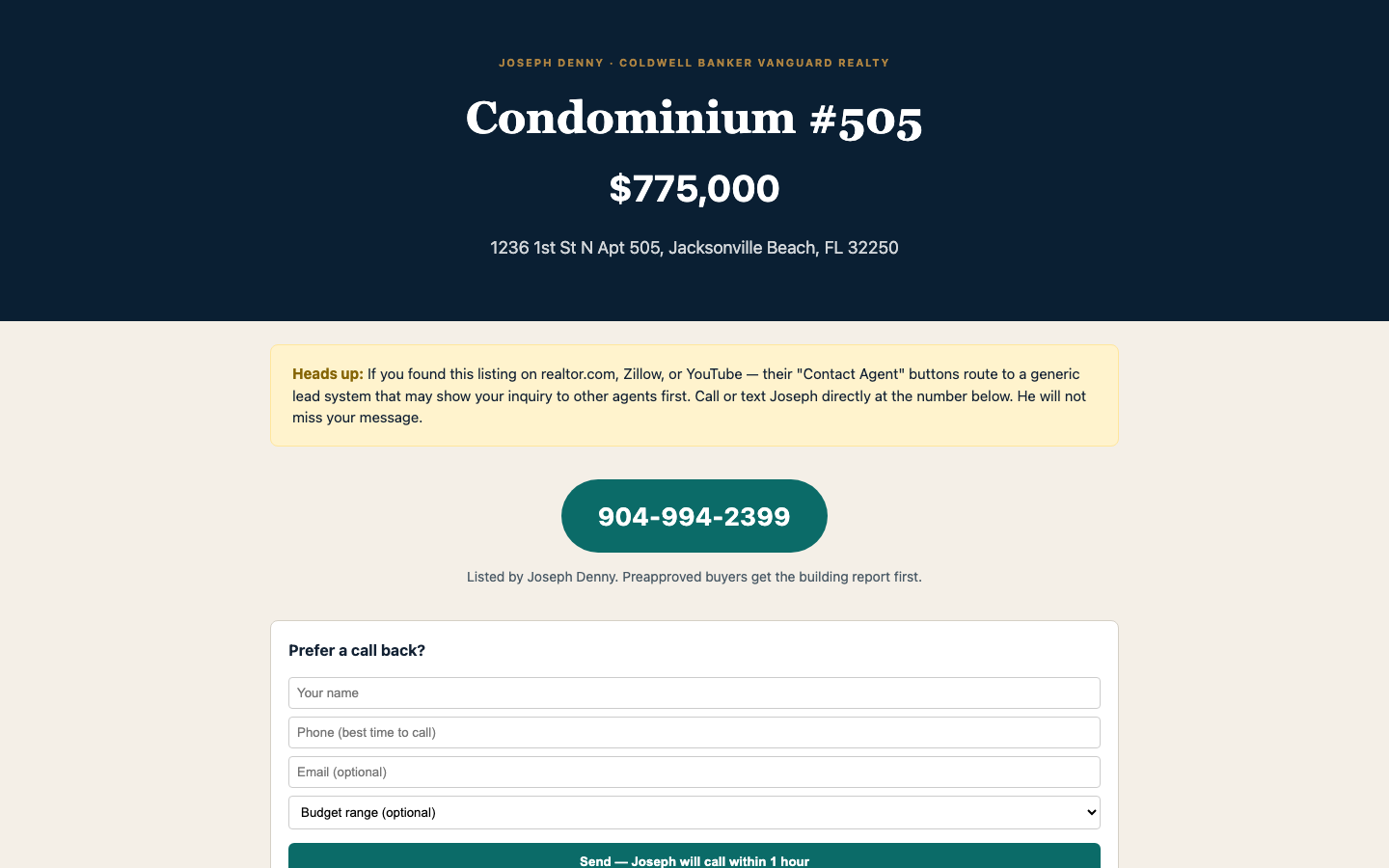 Desktop lead funnel with lead form