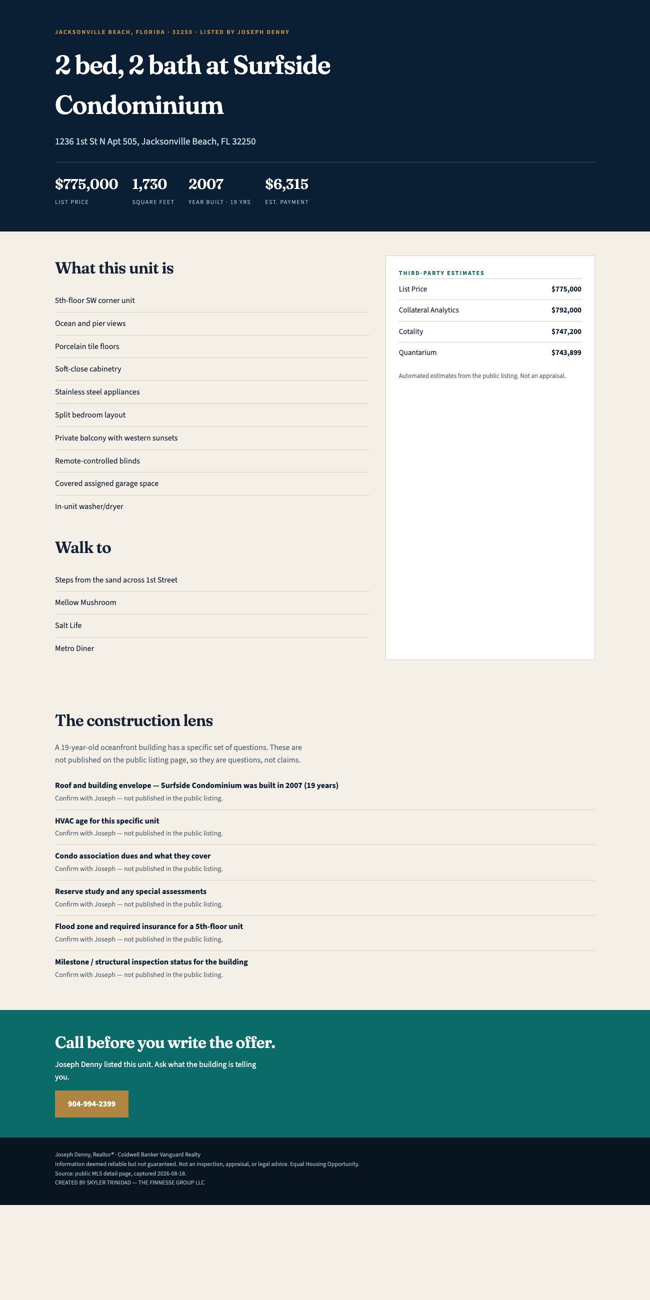 Generated real estate listing page