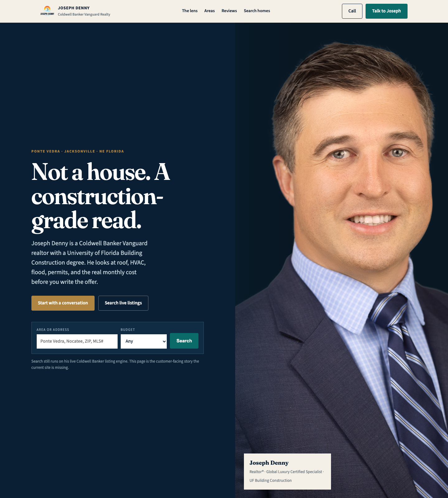 Joseph Denny website redesign concept